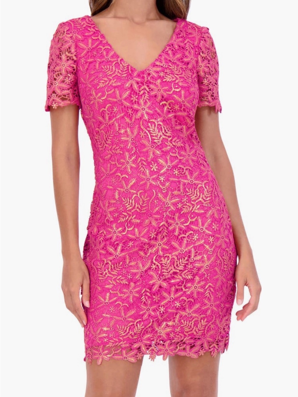 ✅NEW “Kenzie” Embroidered Floral Lace Short Sleeve Sheath Dress